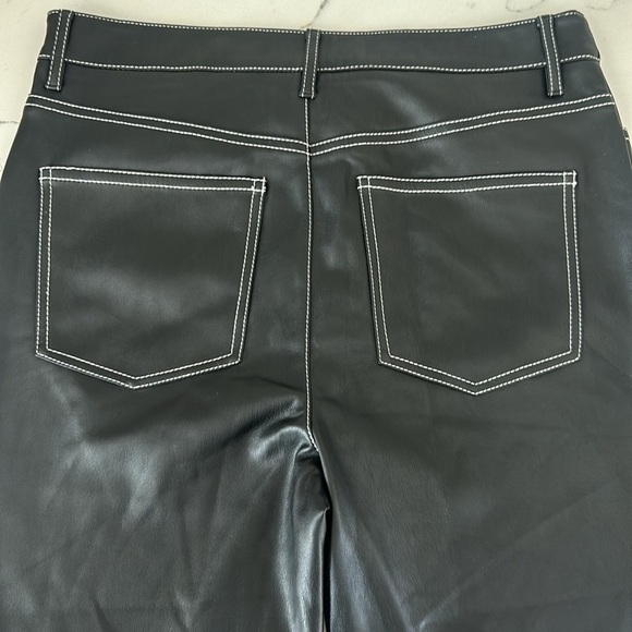 STAUD Elliot High Waist Faux Leather Trouser Straight Leg Black Color Size 8 - Picture 6 of 13